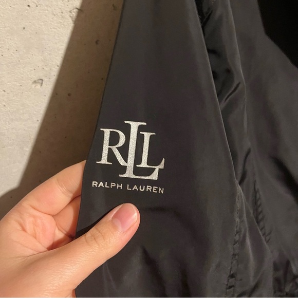 Lauren Ralph Lauren Jacket Women Size L Black Rain Coat Hood Zip Adjustable - Picture 8 of 11